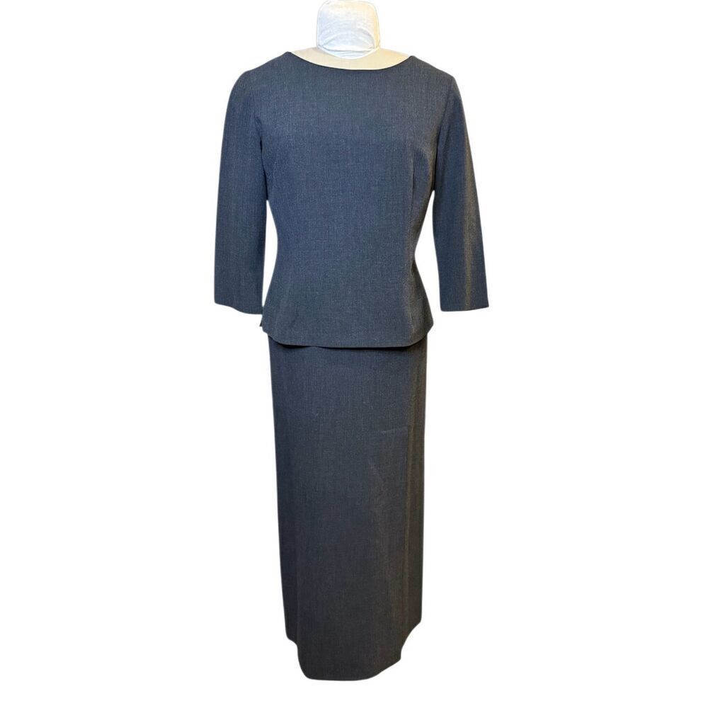 Margaret M 2-Piece Pencil Maxi Skirt & Top 3/4 Sleeveless Gray Sz.10